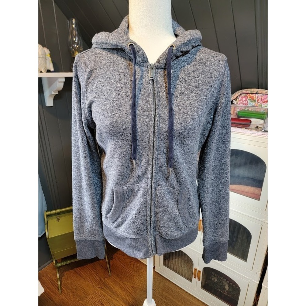 Women's Navy Marled Prince & Fox Zip-up Hoodie - Size Medium